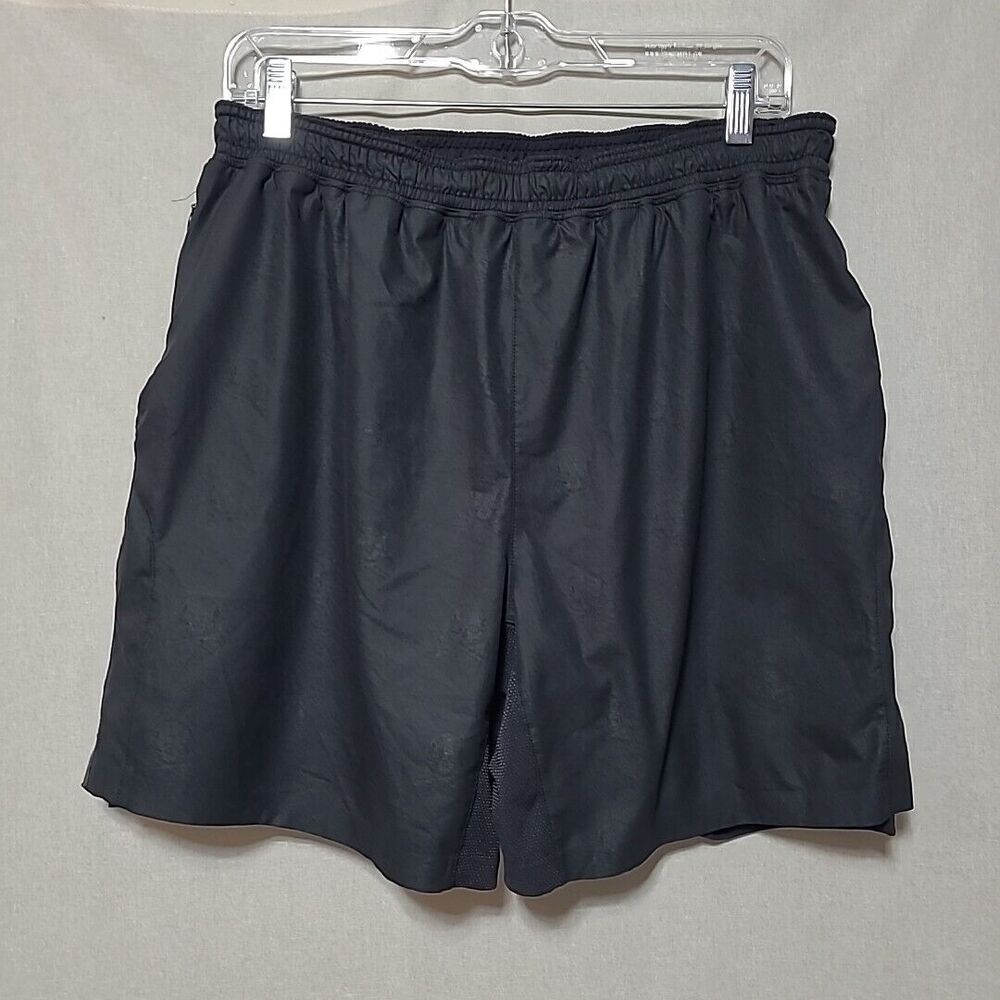 Soulcycle Lined Shorts Mens Large 7" Inseam Skull Print Drawstring Charcoal